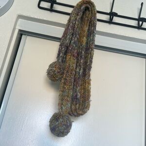 Free People multi-color crotchet scarf with Pom Pom ends
